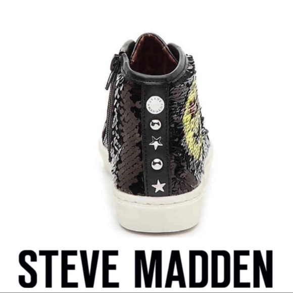 💕SALE💕 Steve Madden Black Sequins Smiley Sneakers - Picture 5 of 9